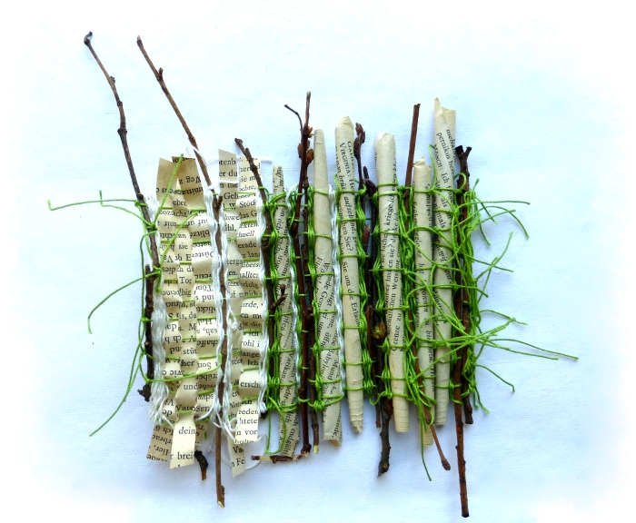 woven story with twigs by Ines Seidel