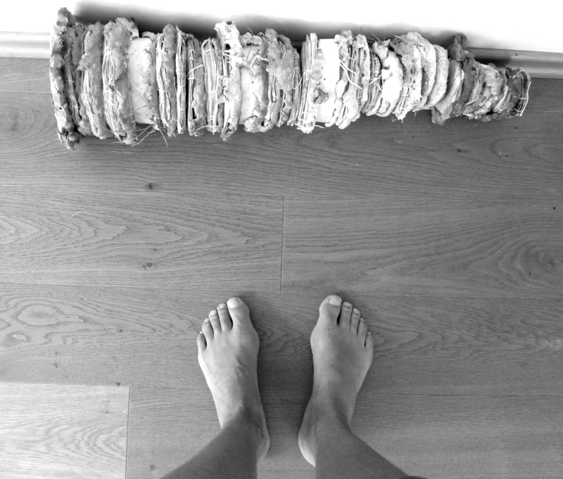 old stories, rolled aside (with naked feet). Ines Seidel