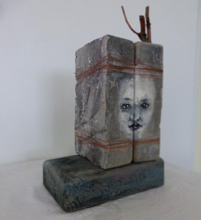 identity. concrete, paint, plant parts, wire and other. Ines Seidel