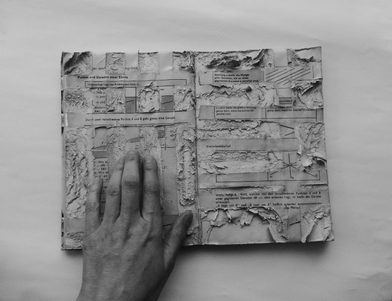 knowledge, sedimented. photograph with altered math text book. Ines Seidel. 